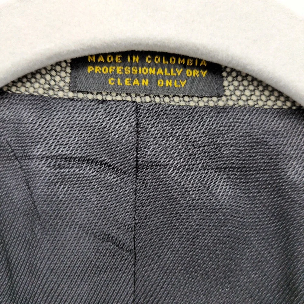 Oscar de la‎ Renta Men's 100% Wool Grey Herringbone 2-Button Blazer Jacket 48L